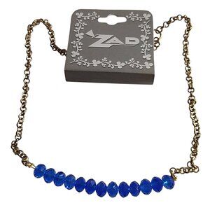 ZAD Blue Beaded Necklace With Brass Chain
